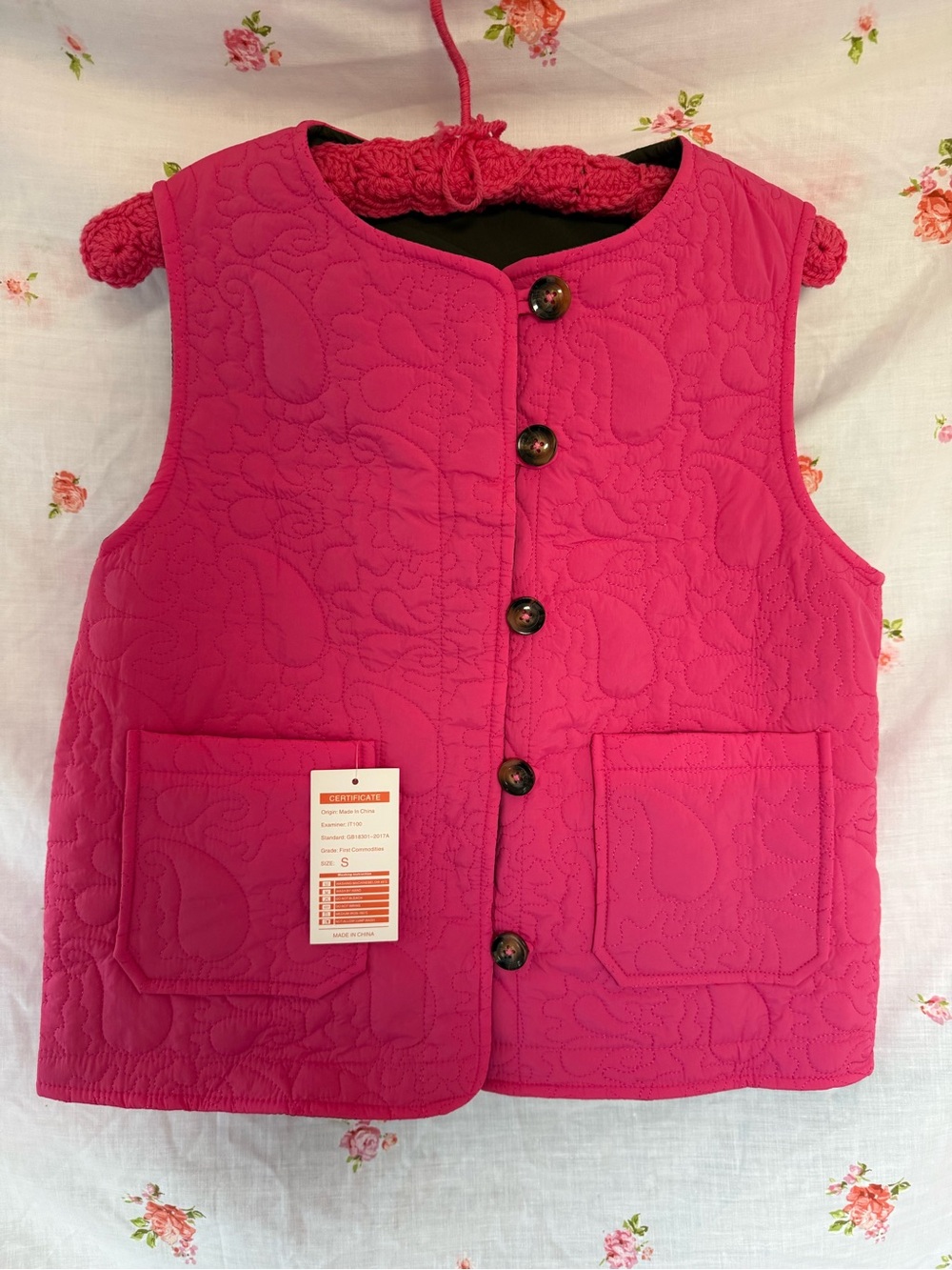 Quilted Vest - Hot Pink